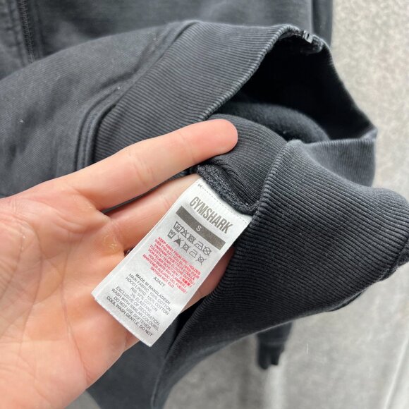 Gymshark Sweater Men Small Adult Black Jacket Hoodie Full Zip Logo Athletic - Picture 4 of 12